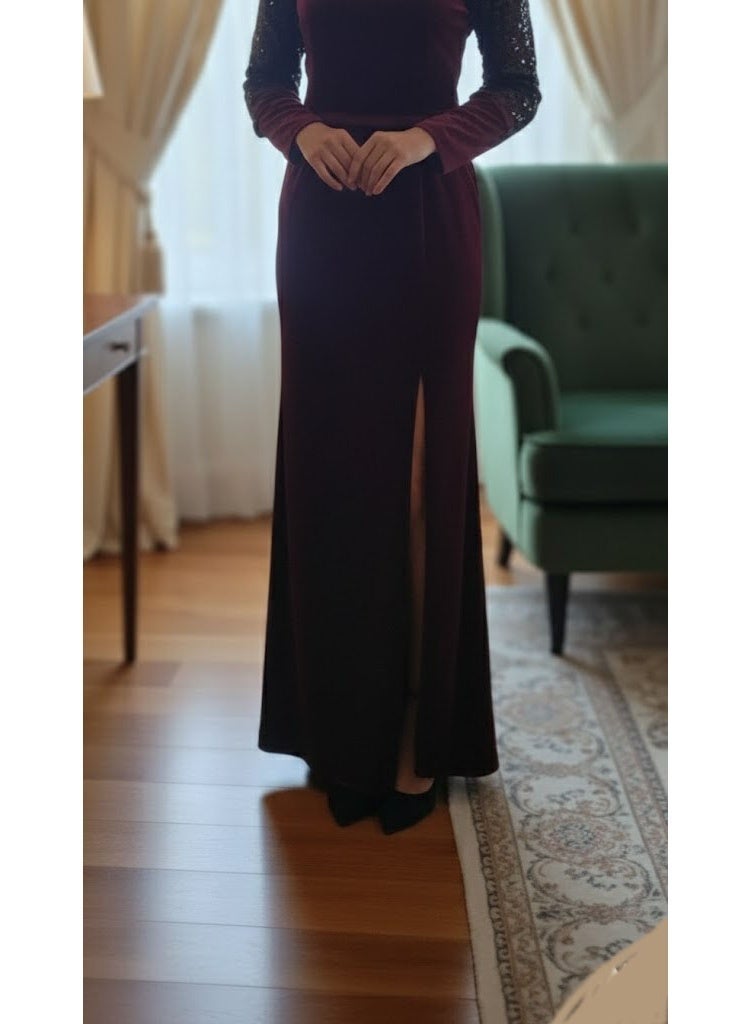 FULL JOY Elegant Long Velvet Evening Dress with Delicate Embroidery Long Sleeves,Fashion Dress. - Image 5